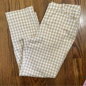 Tyler Boe Casual Pants Tan White Checkered Size 4 Ankle Pant